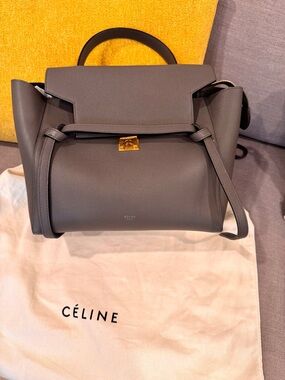 💯 💯% Celine Dark Gray Leather Top-Handle Satchel